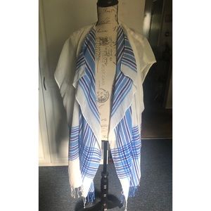 J.Crew Plaid Border Beach Poncho